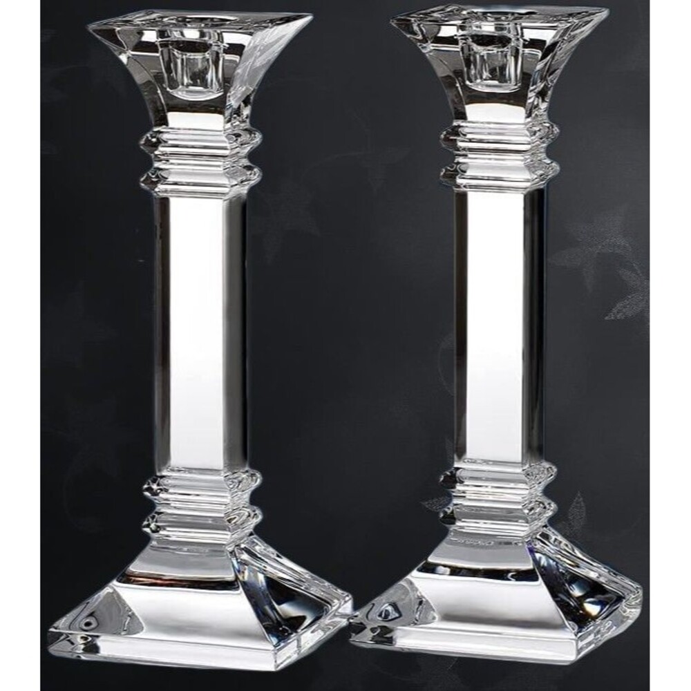 Marquis by Waterford Treviso 8" Crystal Candlestick Pair – Lead Crystal Set-New